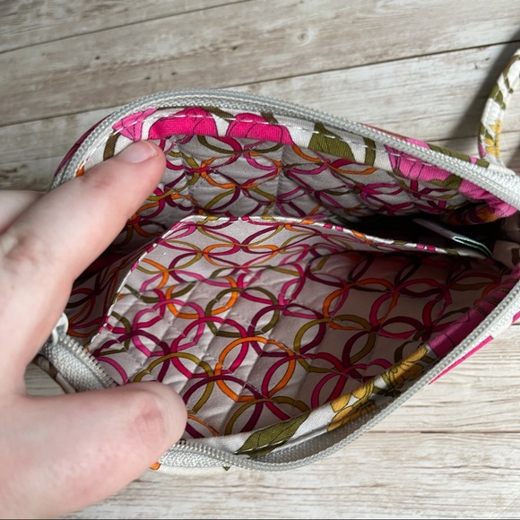 VERA BRADLEY GREY PINK ORANGE ZIP WALLET WRISTLET - Picture 6 of 6